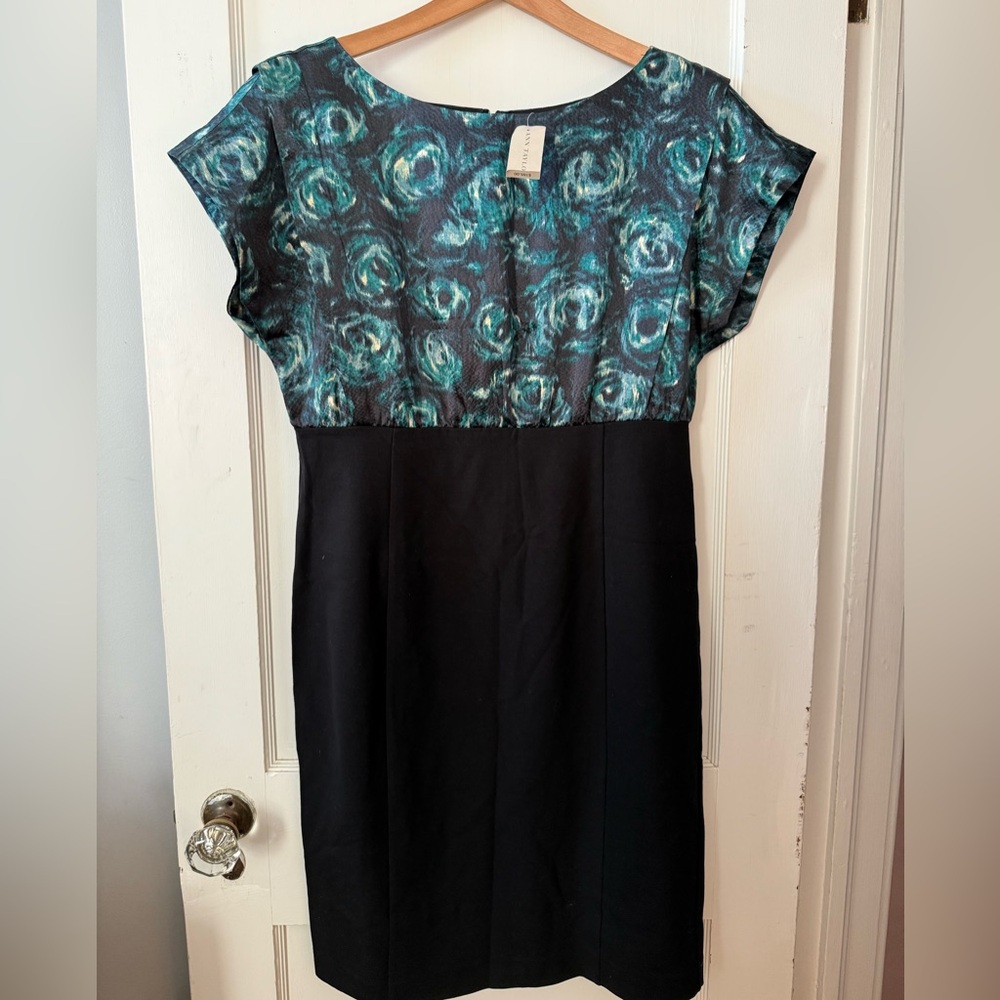 Ann Taylor Black and Teal Midi Dress